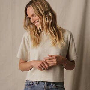 Buck Mason Gray Field-Spec Crop Boyfriend Heavyweight Tee Size L NWT